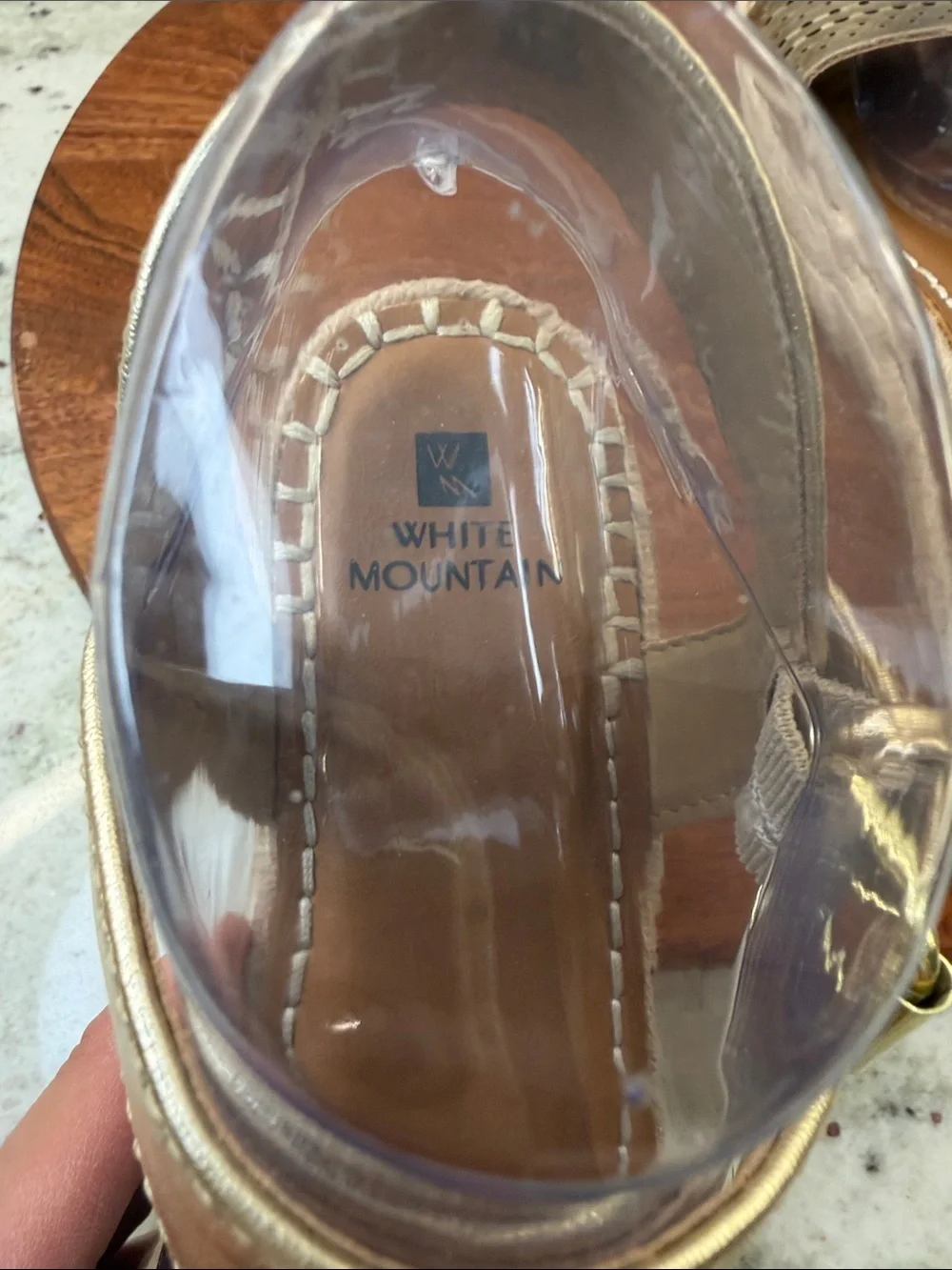 White Mountain Gold Perforated Espadrille Wedge Sandals - Women